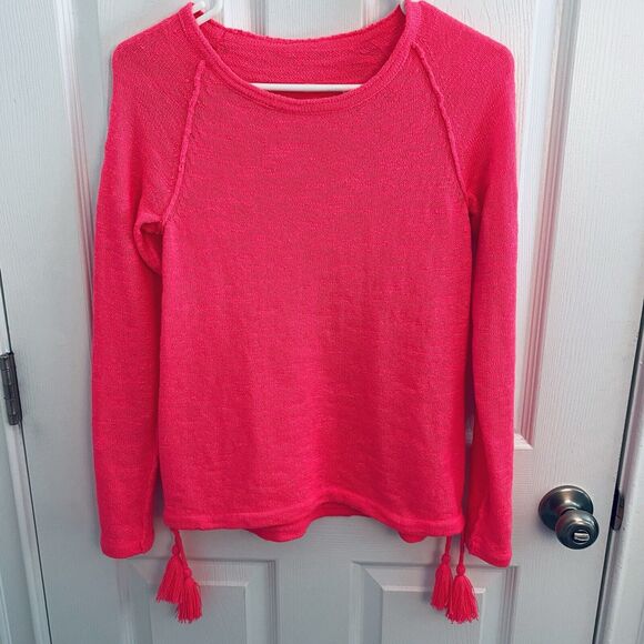 Lilly Pulitzer Jody Sweater in Love Potion Pink XXS 30” Bust Tassel Boho - Picture 1 of 4